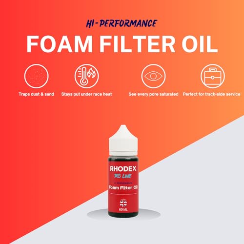 Rhodex RC Line Foam Filter Oil - 60ml High-Tack Air Filter Oil for Nitro & Gas RC Cars, Trucks & Buggies | Race-Level Engine Protection
