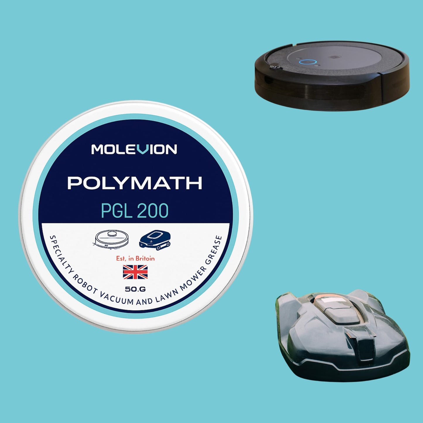 Molevion Polymath PGL 200 Robot Vacuum & Lawn Mower Grease - 50g High-Performance Synthetic Lubricant for Bearings, Gears & Motors (Water Resistant)