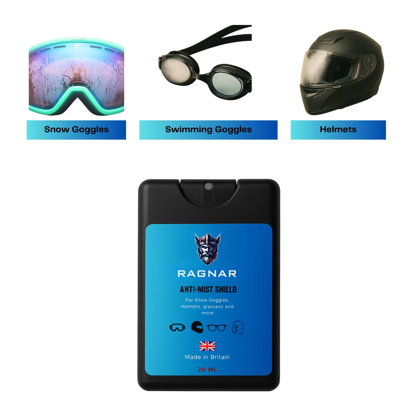 Ragnar Anti-Mist Shield – Pocket Anti-Fog Spray for Goggles, Eyeglasses & Visors (20ml)