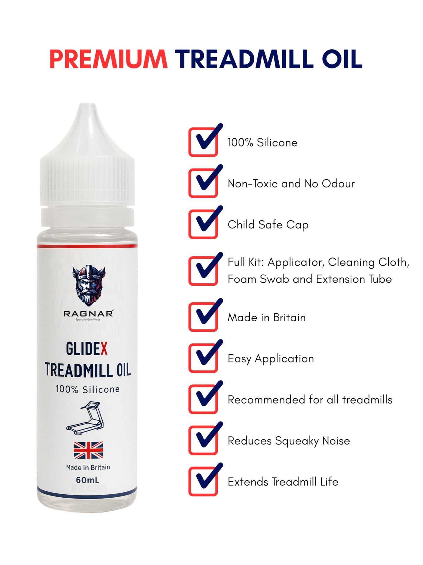 Ragnar GlideX Treadmill Silicone Oil Kit - 60ml, Pure, UK Made Lubricant