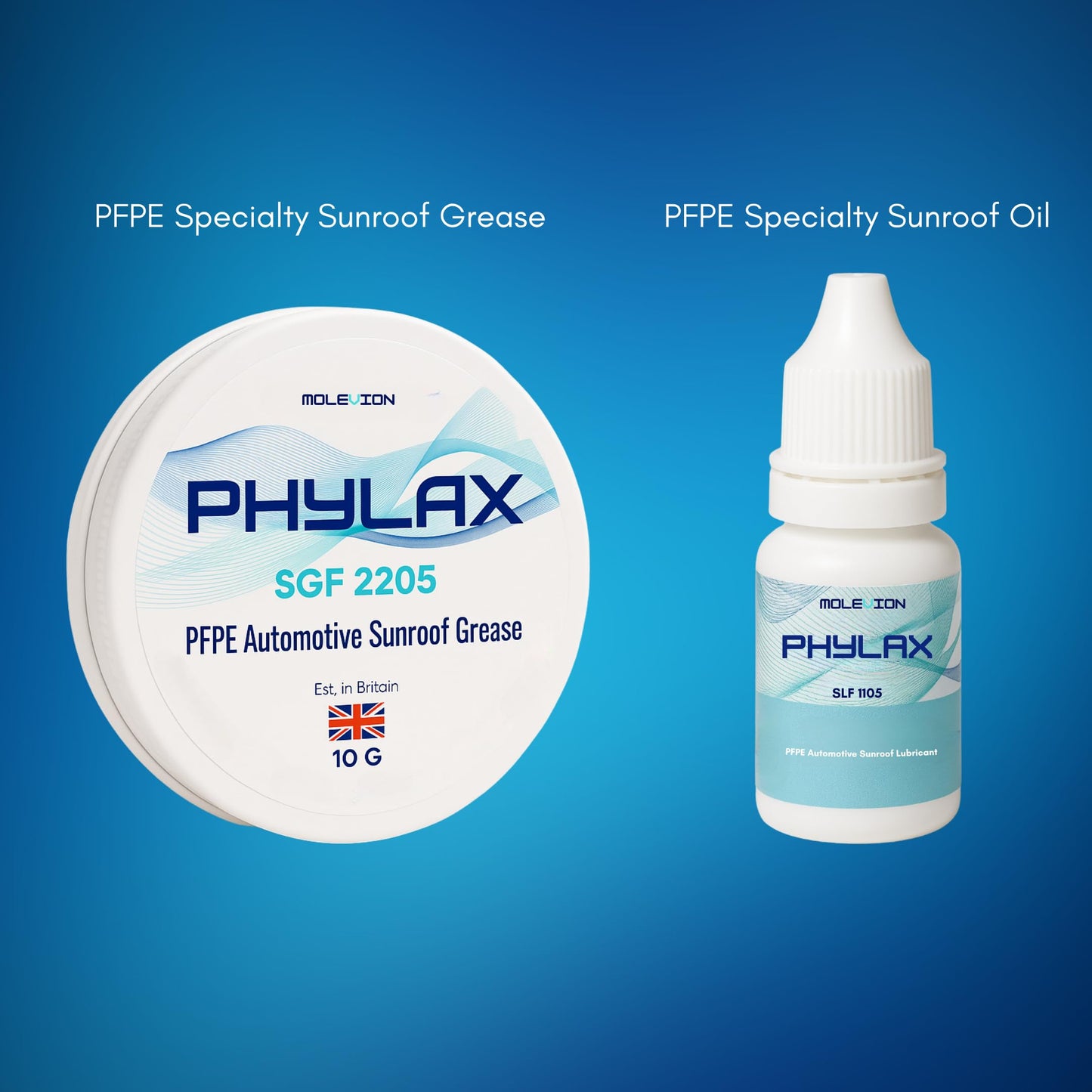 Molevion Phylax Sunroof Lubricant Kit | PFPE PTFE Grease & Oil for Automotive Tracks & Seals
