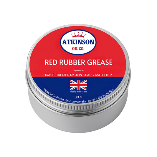 Atkinson Oil Co. Red Rubber Grease - 30g Vegetable-Based, Rubber-Safe Lubricant for Brakes, Hydraulics & Classic Cars | Made in UK