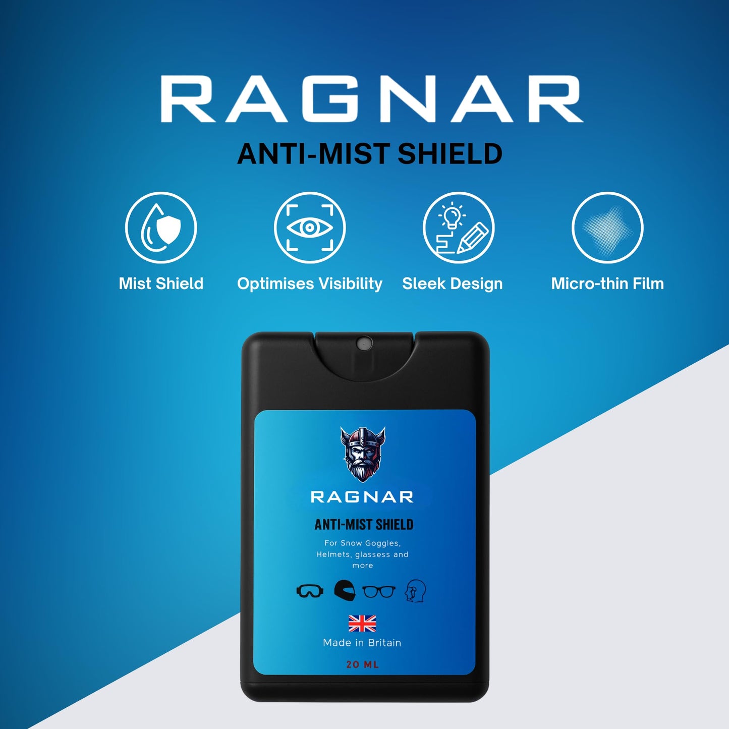 Ragnar Anti-Mist Shield – Pocket Anti-Fog Spray for Goggles, Eyeglasses & Visors (20ml)